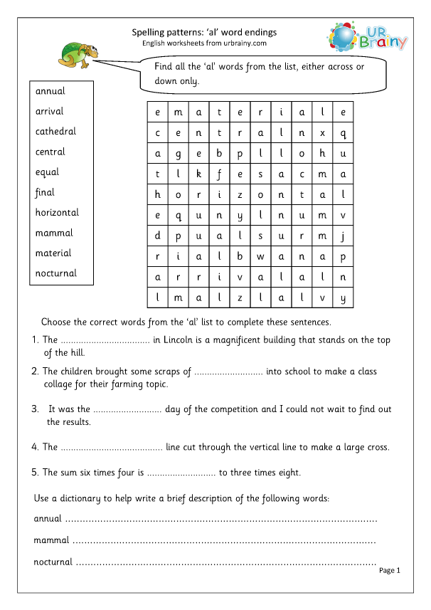 5 Letter Word Ending With Al