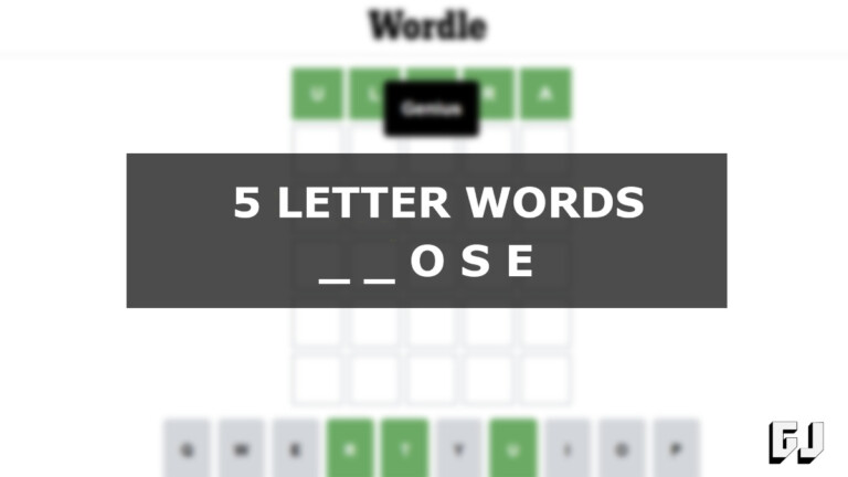 what is a 5 letter word that ends with ose