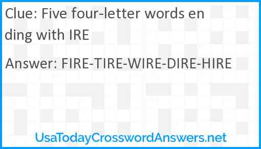 5 Letter Words Ending In Ire