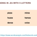 5 Letter Words Ending In Za