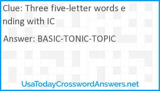 5 Letter Words Ending With Ic